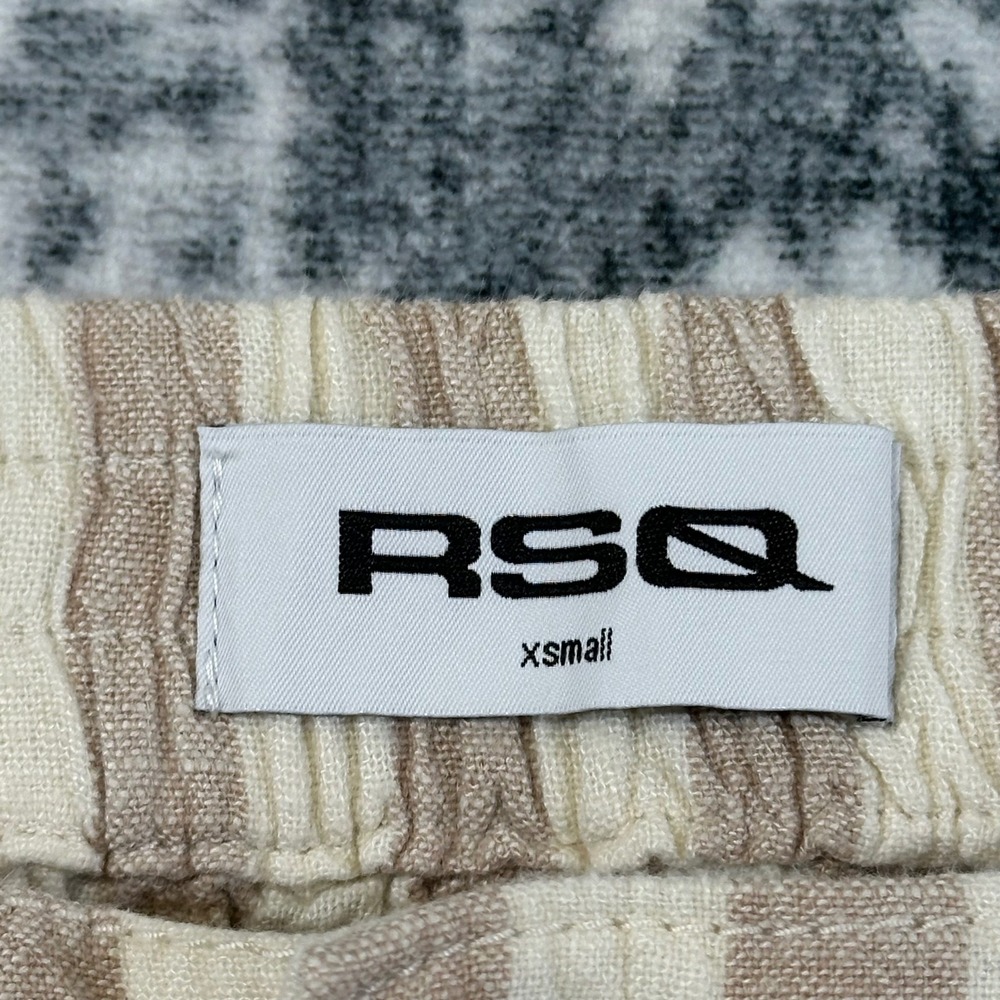 RSQ Cargo Pants Women XS Tan Striped Linen Blend Wide Leg Casual Coastal Utility - Picture 2 of 9